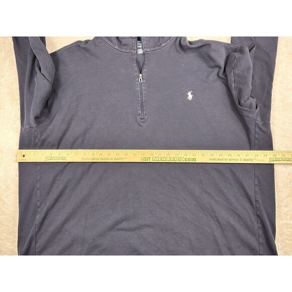 Polo Ralph Lauren Sweatshirt Mens 3XB Navy Quarter Zip Mock Neck Big 3XL Vintage - Picture 4 of 6